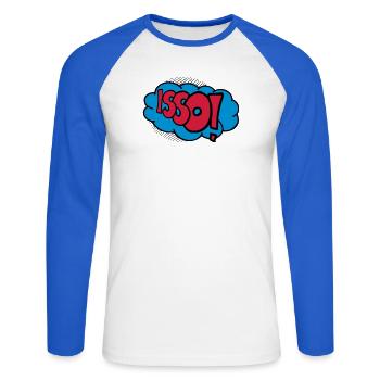 Isso! - Unisex Baseballshirt langarm - Weiß/Royalblau - Vorne - Nik (191cm)