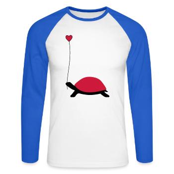 Turtle with heart balloon - Unisex Long Sleeve Baseball T-Shirt - white/royal blue - Front - Nik (191cm)