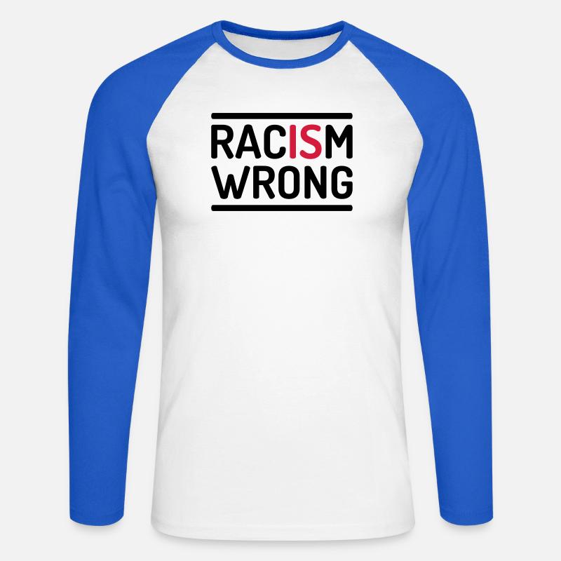 Racism Is Wrong Statement - Unisex Baseballshirt langarm - Weiß/Royalblau