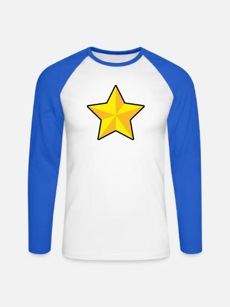 3D Stern | 3D Star | Dimension - Unisex Long Sleeve Baseball T-Shirt - white/royal blue