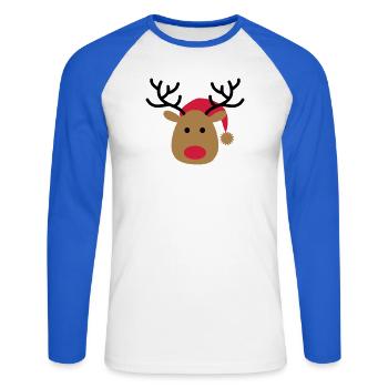 Funny design of a moose for Christmas - Unisex Long Sleeve Baseball T-Shirt - white/royal blue - Front - Nik (191cm)