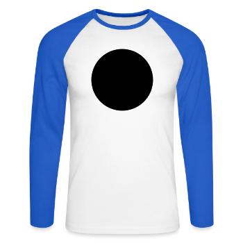 Fußball, Ball, Fußie, WM, Bundesliga - Unisex Baseballshirt langarm - Weiß/Royalblau - Vorne - Nik (191cm)