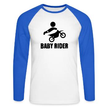 Baby Rider  - Unisex Baseballshirt langarm - Weiß/Royalblau - Vorne - Nik (191cm)