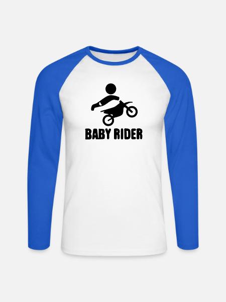Baby Rider  - Unisex Baseballshirt langarm - Weiß/Royalblau