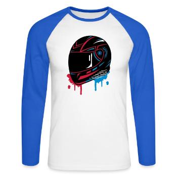 Motorcycle helmet Graffiti - Unisex Long Sleeve Baseball T-Shirt - white/royal blue - Front - Nik (191cm)
