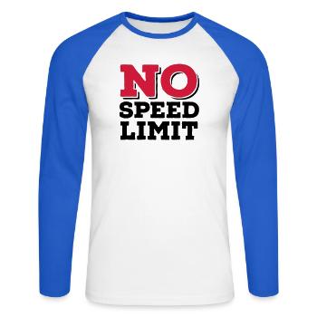 6061912 121780076 speed2 - Unisex Baseballshirt langarm - Weiß/Royalblau - Vorne - Nik (191cm)