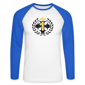 Le numéro un avec une couronne de laurier et la - T-shirt baseball manches longues Homme - blanc/bleu royal - Devant - Nik (191cm)
