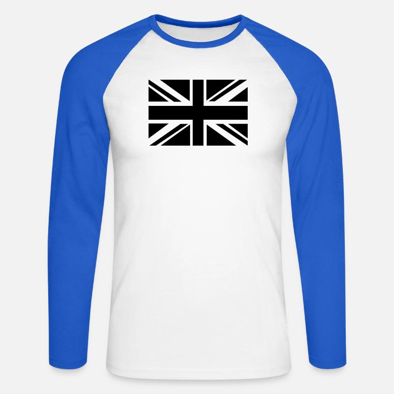 British Flag - Unisex Long Sleeve Baseball T-Shirt - white/royal blue