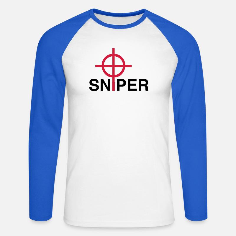 Sniper - Unisex Baseballshirt langarm - Weiß/Royalblau