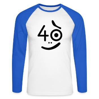 40 Jahre - so what? - Unisex Baseballshirt langarm - Weiß/Royalblau - Vorne - Nik (191cm)