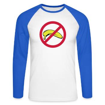 Banane verboten - Unisex Baseballshirt langarm - Weiß/Royalblau - Vorne - Nik (191cm)