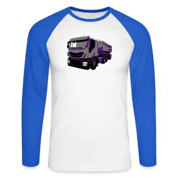 TruckIvecVektor - Unisex Baseballshirt langarm - Weiß/Royalblau - Vorne - Nik (191cm)