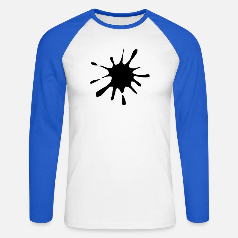 Klecks - Unisex Baseballshirt langarm - Weiß/Royalblau