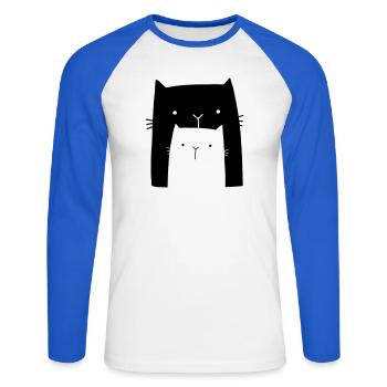 Cats chat famille cadeau maman enfant - T-shirt baseball manches longues Homme - blanc/bleu royal - Devant - Nik (191cm)