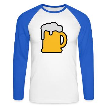 Bierkrung - Unisex Baseballshirt langarm - Weiß/Royalblau - Vorne - Nik (191cm)