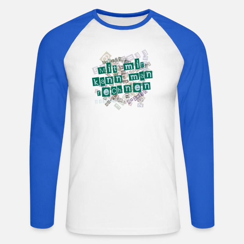 Mit mir kann man rechnen - Unisex Baseballshirt langarm - Weiß/Royalblau