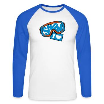 la neige - T-shirt baseball manches longues Homme - blanc/bleu royal - Devant - Nik (191cm)