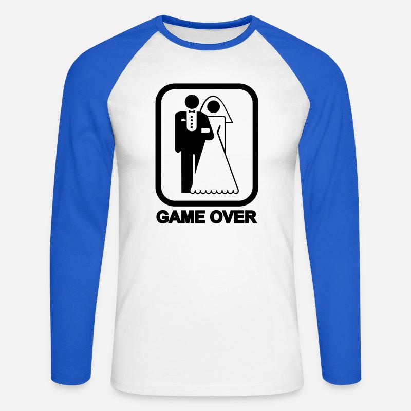 Game Over - Unisex Baseballshirt langarm - Weiß/Royalblau