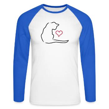cat - Unisex Long Sleeve Baseball T-Shirt - white/royal blue - Front - Nik (191cm)