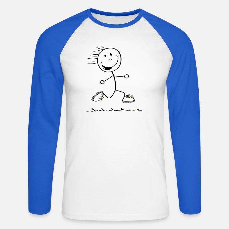 Running Strichmännchen - Läufer - Jogging - Unisex Baseballshirt langarm - Weiß/Royalblau