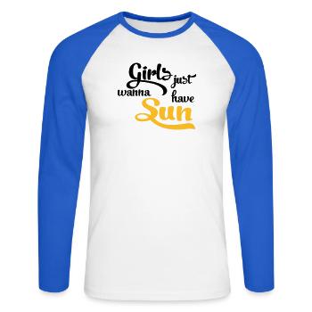 sun - Unisex Long Sleeve Baseball T-Shirt - white/royal blue - Front - Nik (191cm)