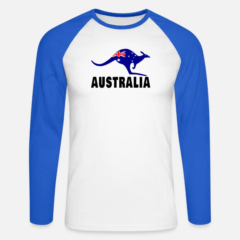 Australien Känguru / Geschenk / Geschenkidee - Unisex Baseballshirt langarm - Weiß/Royalblau