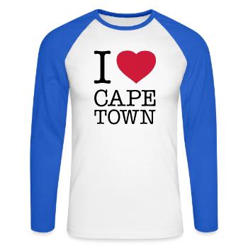 I LOVE CAPE TOWN Kapstadt - Unisex Long Sleeve Baseball T-Shirt - white/royal blue - Front - Nik (191cm)