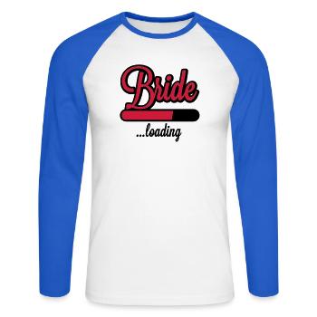 Bride loading | Hen Night - T-shirt baseball manches longues Homme - blanc/bleu royal - Devant - Nik (191cm)