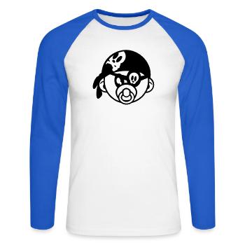 pirate de bébé - T-shirt baseball manches longues Homme - blanc/bleu royal - Devant - Nik (191cm)