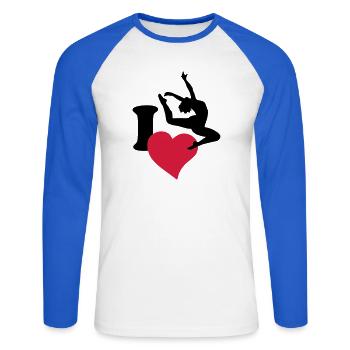 I love to dance - Unisex Long Sleeve Baseball T-Shirt - white/royal blue - Front - Nik (191cm)