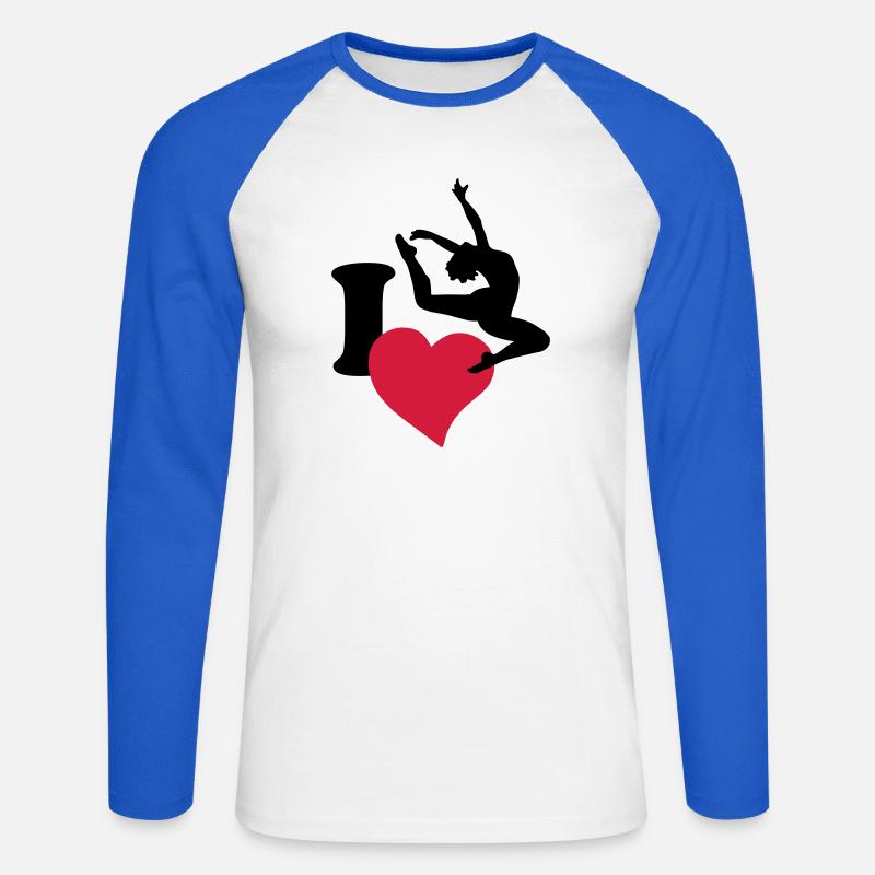 I love to dance - Amo ballare - Maglia da baseball a manica lunga da uomo - bianco/blu royal