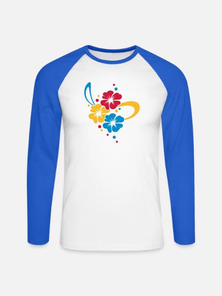 Blumenbouquet mit Schleife - Unisex Baseballshirt langarm - Weiß/Royalblau