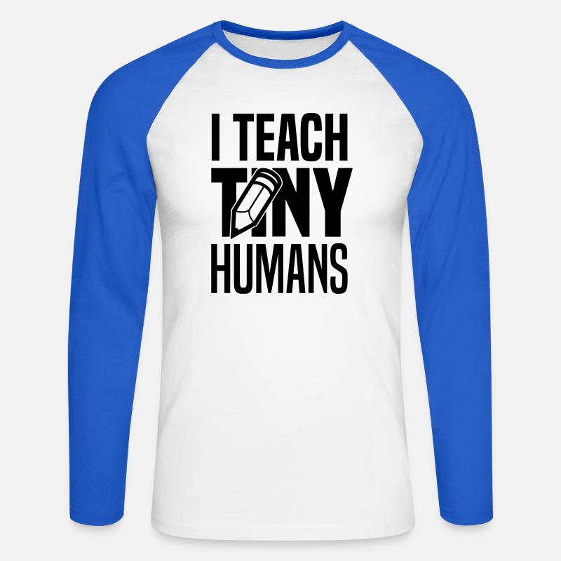 I teach tiny humans - Unisex Baseballshirt langarm - Weiß/Royalblau
