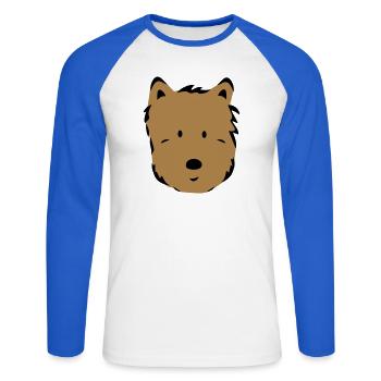 dog - Unisex Long Sleeve Baseball T-Shirt - white/royal blue - Front - Nik (191cm)