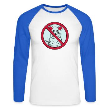verboten schild durchgestrichen keine maus suess n - Unisex Baseballshirt langarm - Weiß/Royalblau - Vorne - Nik (191cm)