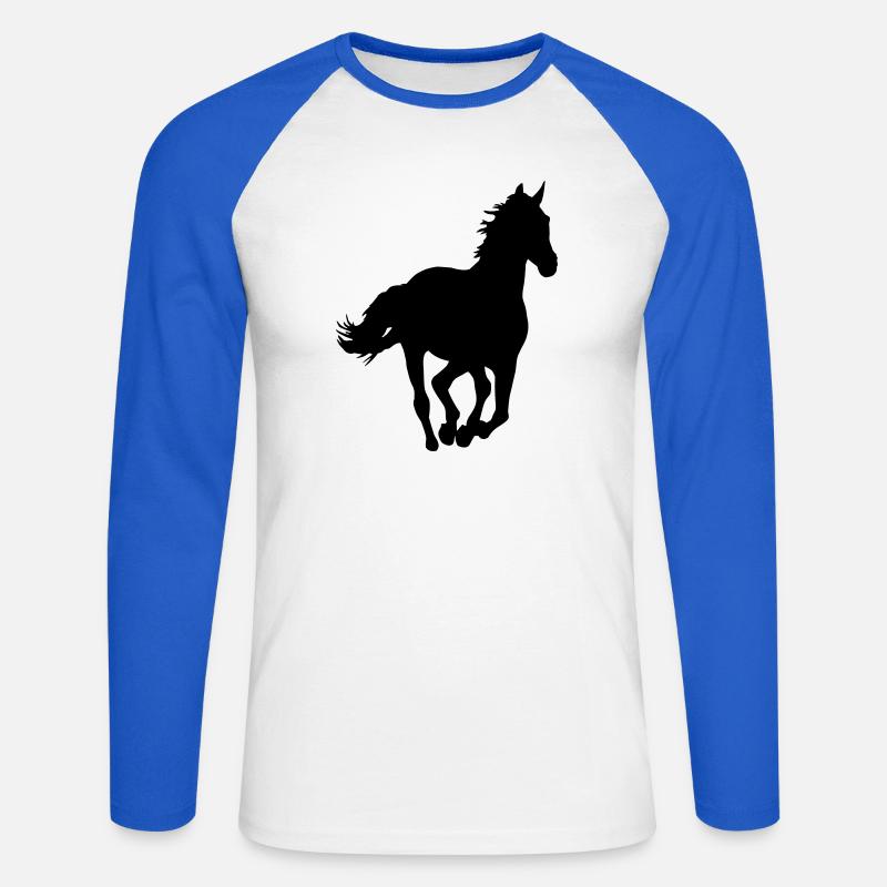 Ein Pferd. - Unisex Baseballshirt langarm - Weiß/Royalblau