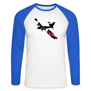 wingsuit_1 - T-shirt baseball manches longues Homme - blanc/bleu royal - Devant - Nik (191cm)