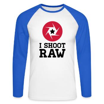 I Shoot UNFILTERED FILES - Star - Unisex Baseballshirt langarm - Weiß/Royalblau - Vorne - Nik (191cm)
