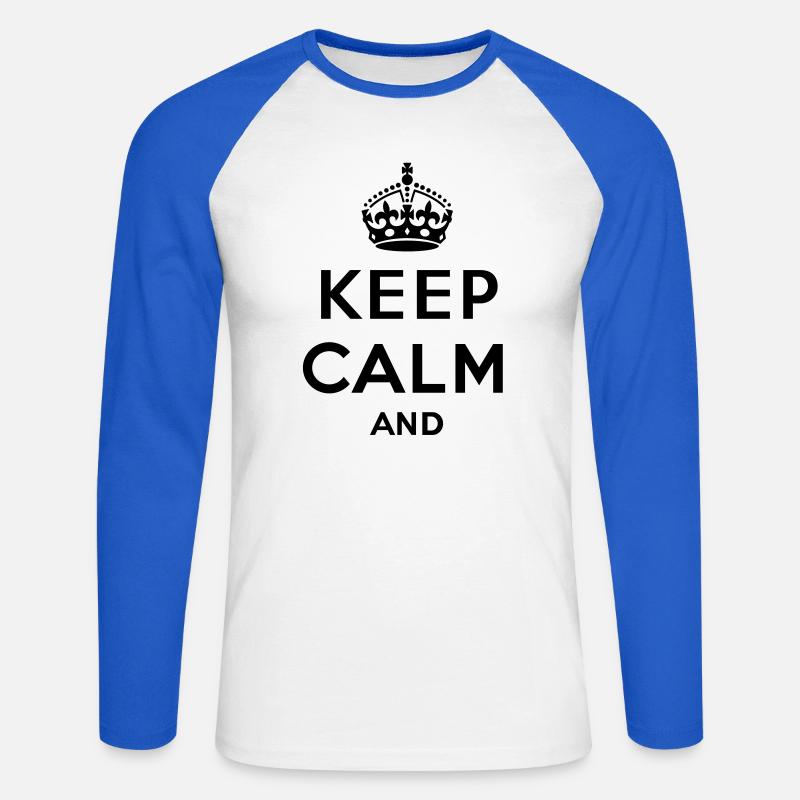 Keep calm and... - eigenen Text (Carry on) - Unisex Baseballshirt langarm - Weiß/Royalblau