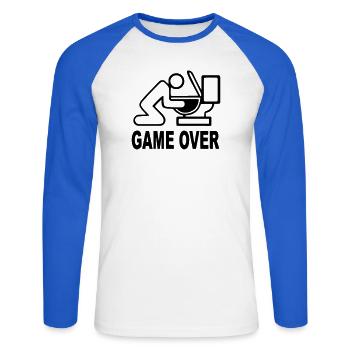 Jeu terminé - T-shirt baseball manches longues Homme - blanc/bleu royal - Devant - Nik (191cm)