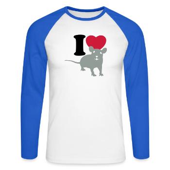 I love rats - Unisex Long Sleeve Baseball T-Shirt - white/royal blue - Front - Nik (191cm)