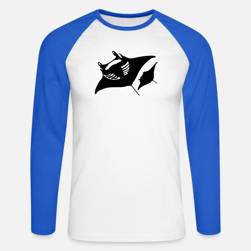 Teufelsrochen - Unisex Baseballshirt langarm - Weiß/Royalblau