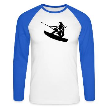 Wakeboarding - Unisex Baseballshirt langarm - Weiß/Royalblau - Vorne - Nik (191cm)