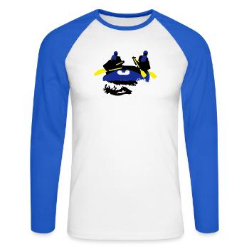 rafting - T-shirt baseball manches longues Homme - blanc/bleu royal - Devant - Nik (191cm)