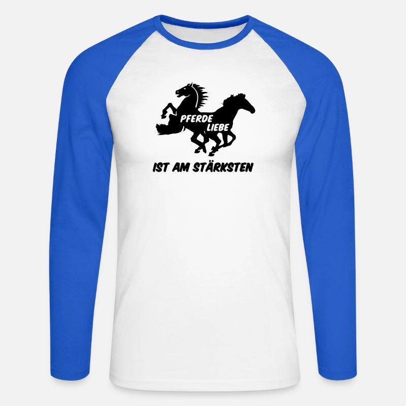 Pferd Pferde Reiter Reiten Liebe Geschenk Spruch - Unisex Baseballshirt langarm - Weiß/Royalblau