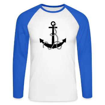 anchor - Unisex Baseballshirt langarm - Weiß/Royalblau - Vorne - Nik (191cm)