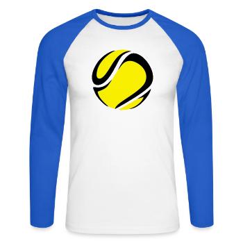 Balle de tennis - T-shirt baseball manches longues Homme - blanc/bleu royal - Devant - Nik (191cm)