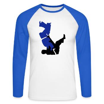 judo - Unisex Long Sleeve Baseball T-Shirt - white/royal blue - Front - Nik (191cm)