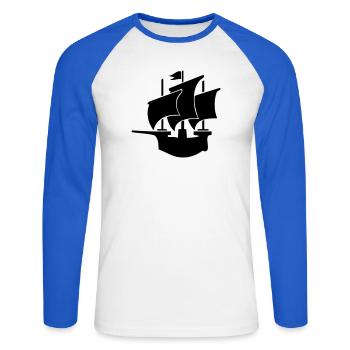 voilier rouage hanséatique - T-shirt baseball manches longues Homme - blanc/bleu royal - Devant - Nik (191cm)