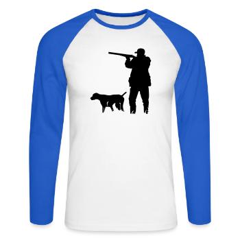 Hunter - Unisex Long Sleeve Baseball T-Shirt - white/royal blue - Front - Nik (191cm)
